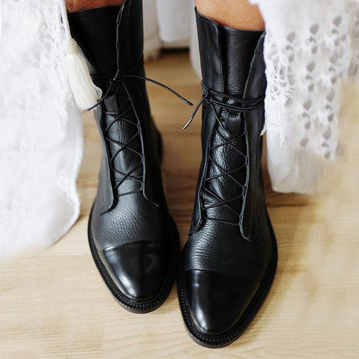 Diana | Botas Militares de Couro Mulher com Atacadores