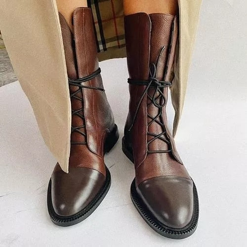 Diana | Botas Militares de Couro Mulher com Atacadores