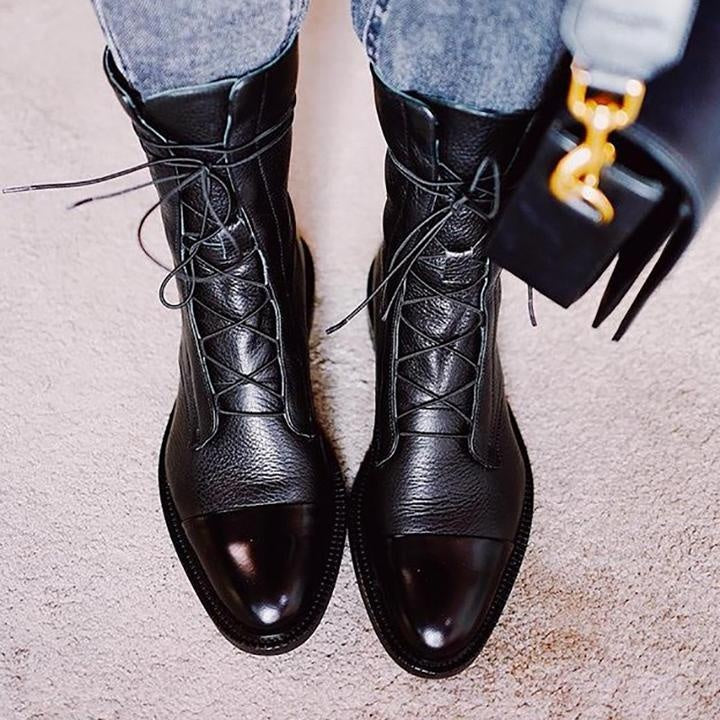 Diana | Botas Militares de Couro Mulher com Atacadores