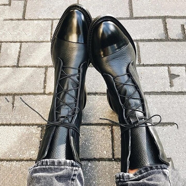 Diana | Botas Militares de Couro Mulher com Atacadores