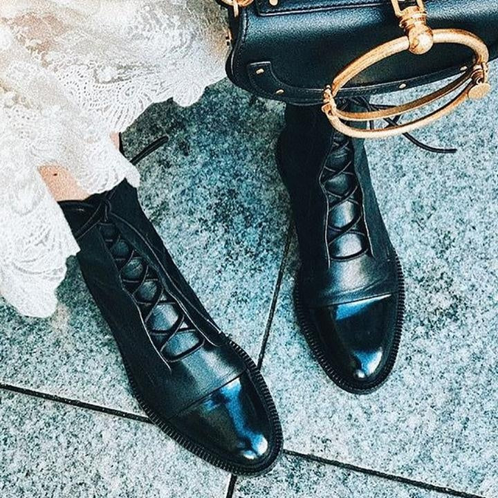 Diana | Botas Militares de Couro Mulher com Atacadores