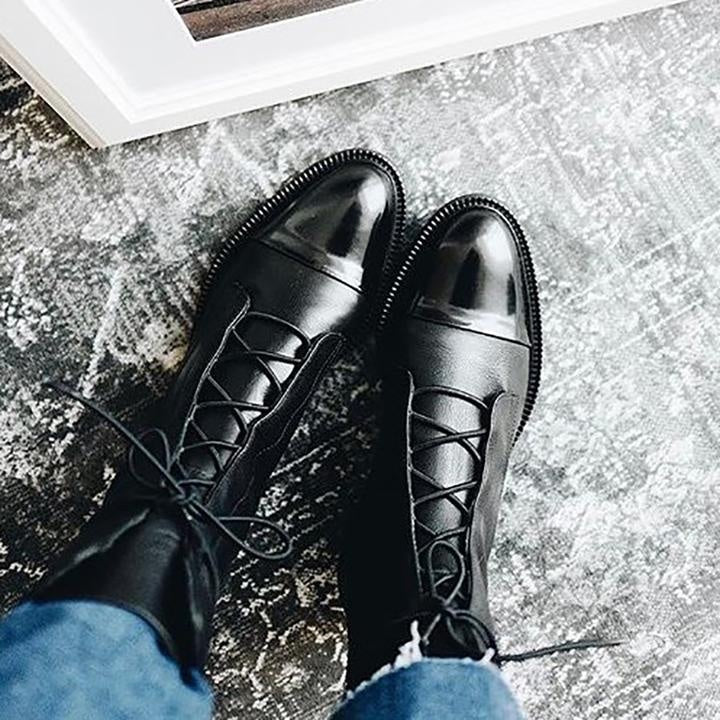 Diana | Botas Militares de Couro Mulher com Atacadores
