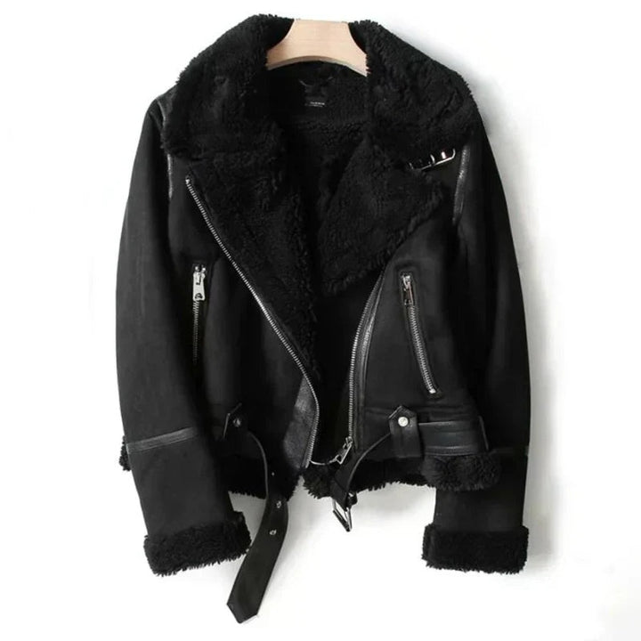 Diana | Casaco Couro Mulher Biker Forro Sherpa