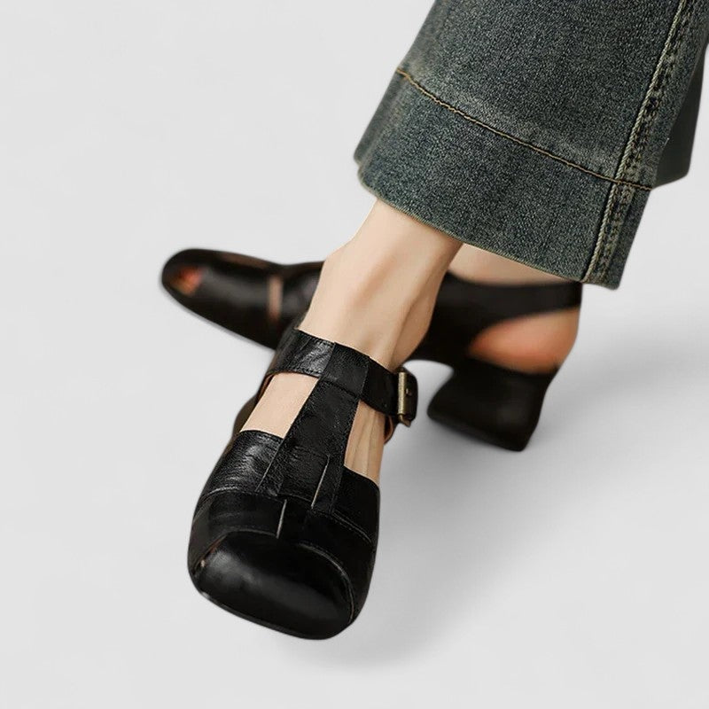 Diana | Sapatos Mary Jane Mulher Salto Bloco Tiras Entrelaçadas