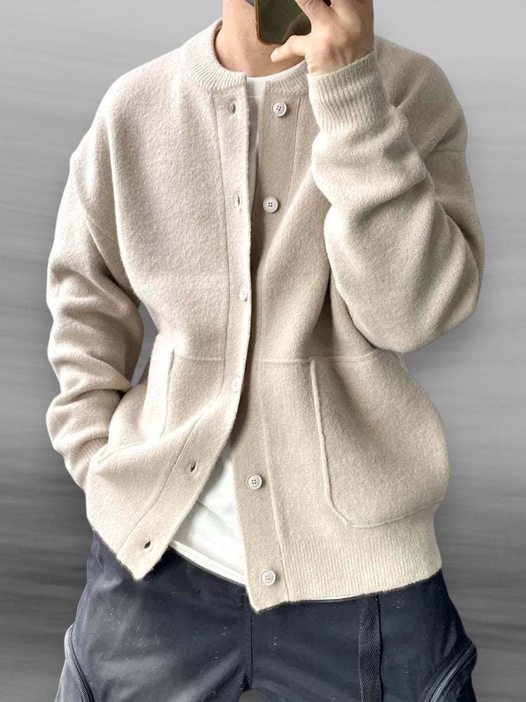 Diogo | Cardigan Homem Botões Gola Redonda Bolsos