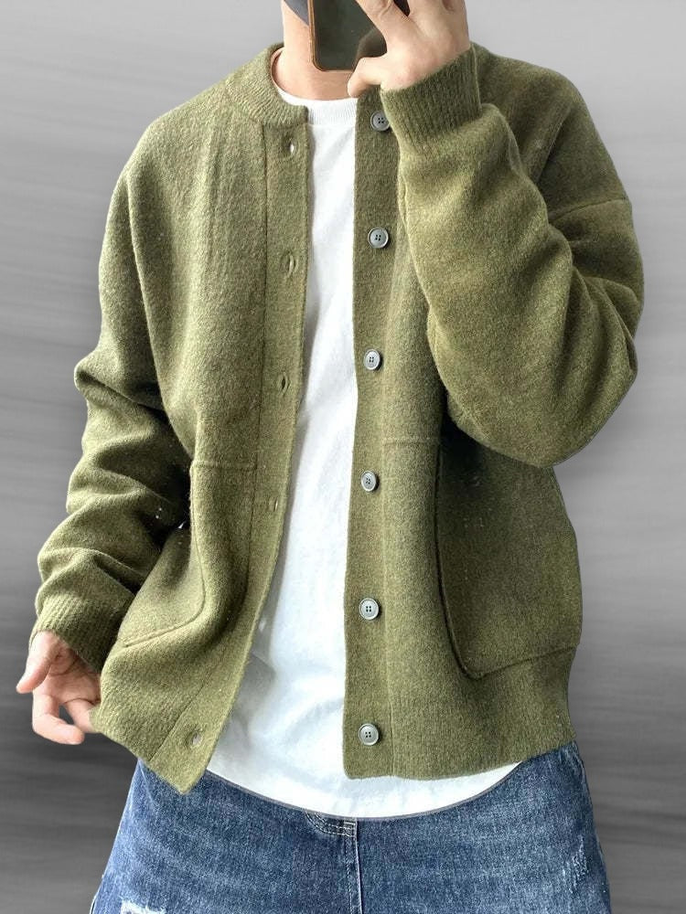 Diogo | Cardigan Homem Botões Gola Redonda Bolsos