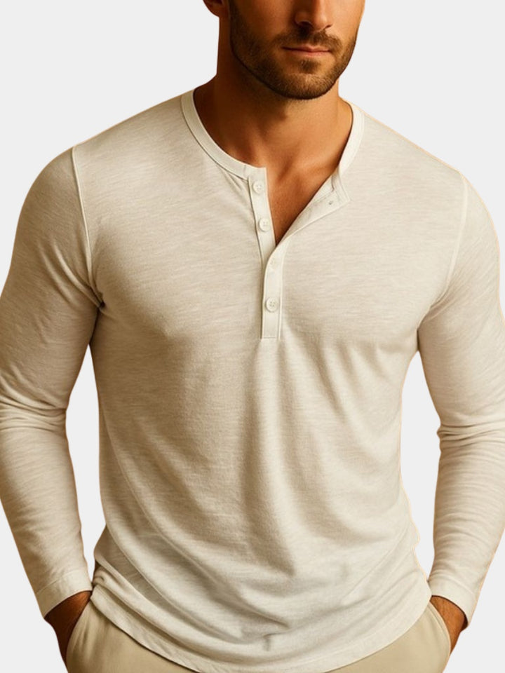 Diogo | T-shirt Henley Homem Manga Comprida com Botões