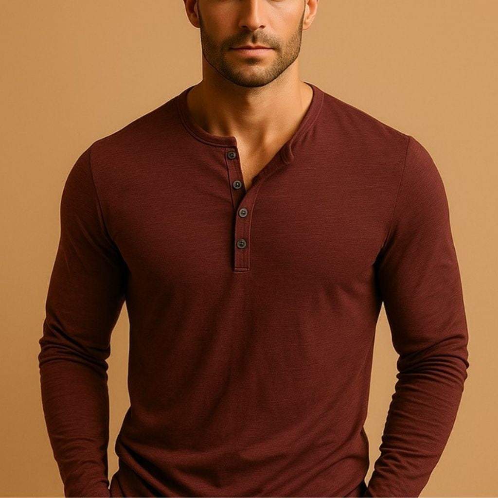 Diogo | T-shirt Henley Homem Manga Comprida com Botões