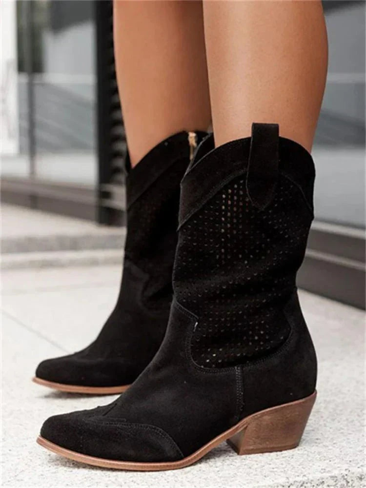Dulce | Botas Cowboy Mulher Rasas Perfuradas Cano Médio