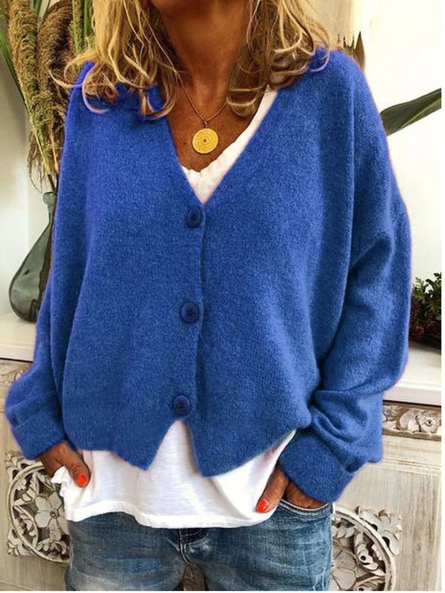 Elisabete | Casaco de Malha Oversized Mulher Decote V Botões