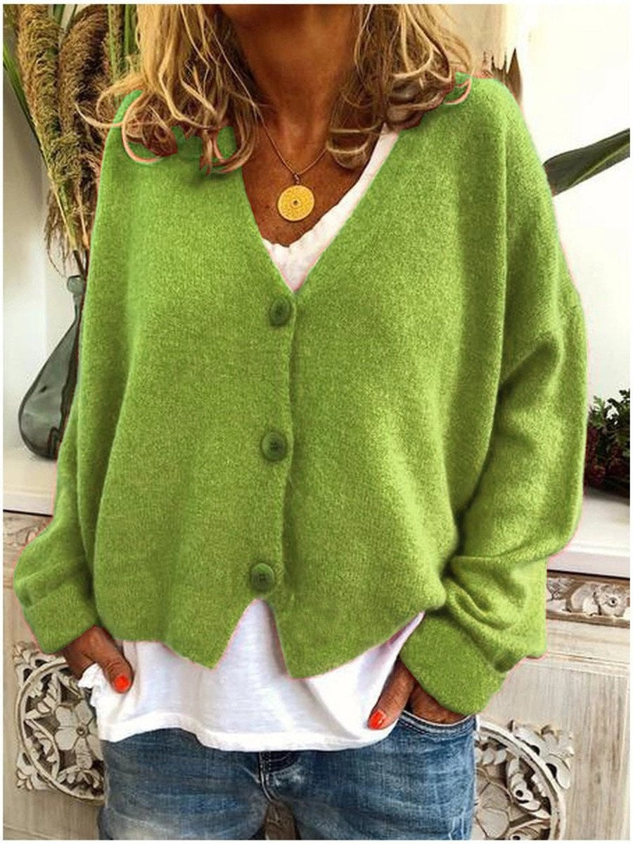 Elisabete | Casaco de Malha Oversized Mulher Decote V Botões