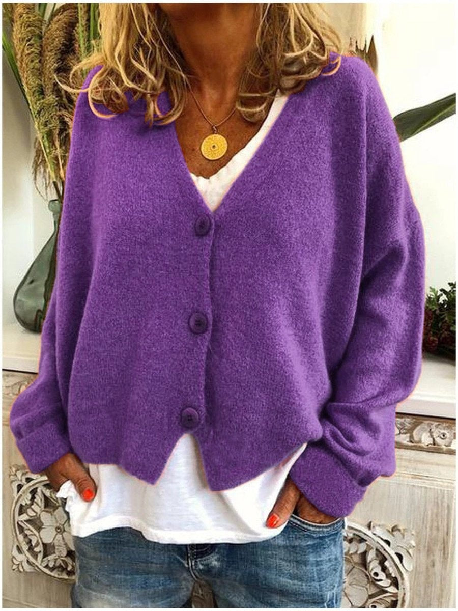 Elisabete | Casaco de Malha Oversized Mulher Decote V Botões