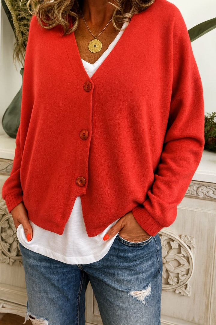 Elisabete | Casaco de Malha Oversized Mulher Decote V Botões