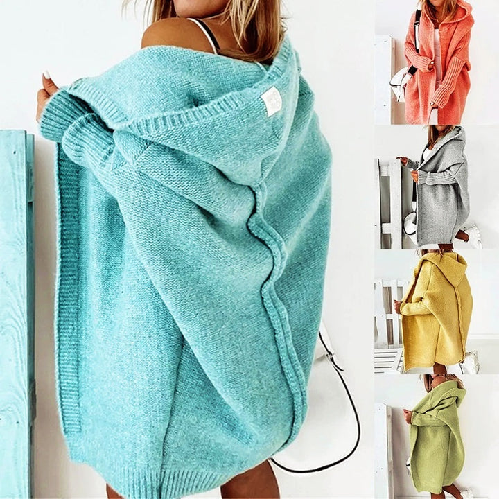 Elsa | Casaco de Malha com Capuz Mulher Oversize Comprido