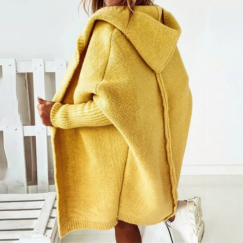 Elsa | Casaco de Malha com Capuz Mulher Oversize Comprido
