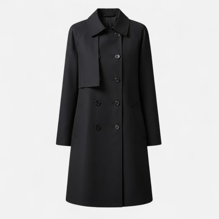 Elsa | Gabardina Midi de Mistura de Lã Mulher Botões Duplos