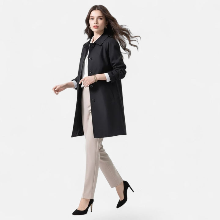 Elsa | Gabardina Midi de Mistura de Lã Mulher Botões Duplos