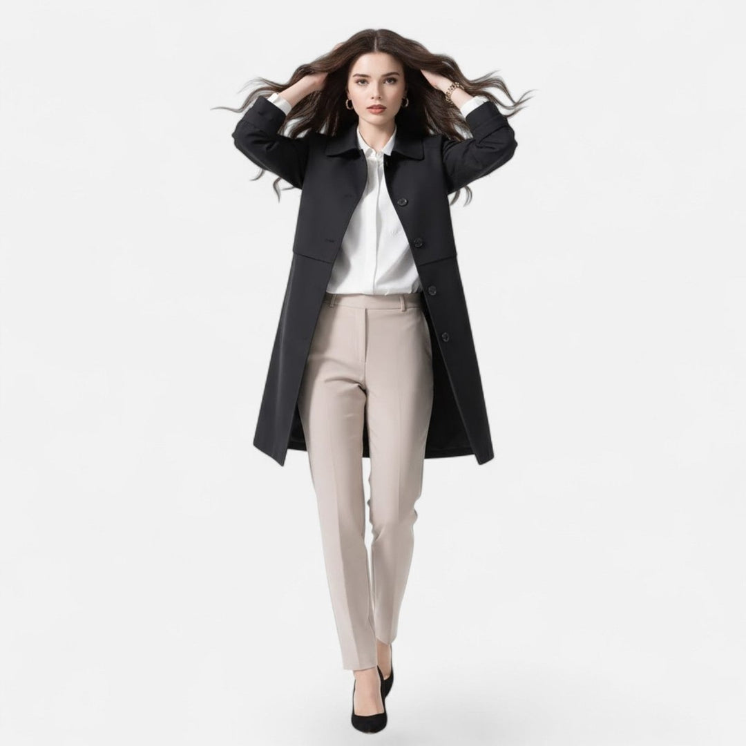 Elsa | Gabardina Midi de Mistura de Lã Mulher Botões Duplos