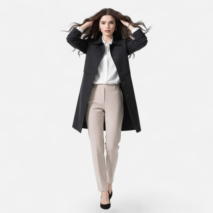 Elsa | Gabardina Midi de Mistura de Lã Mulher Botões Duplos