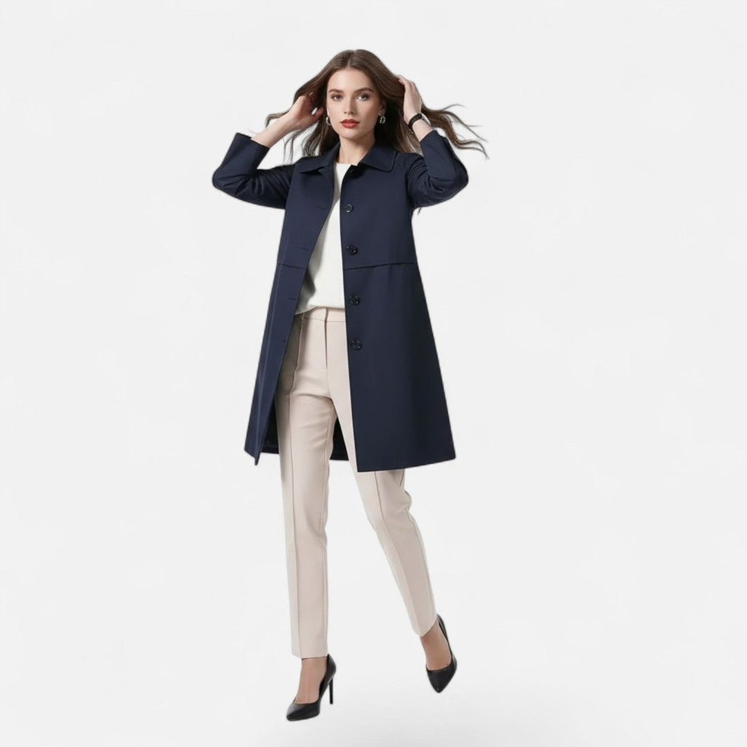 Elsa | Gabardina Midi de Mistura de Lã Mulher Botões Duplos