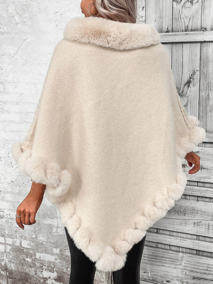 Elsa | Poncho de Malha Mulher com Pelo Sintético Gola Alta