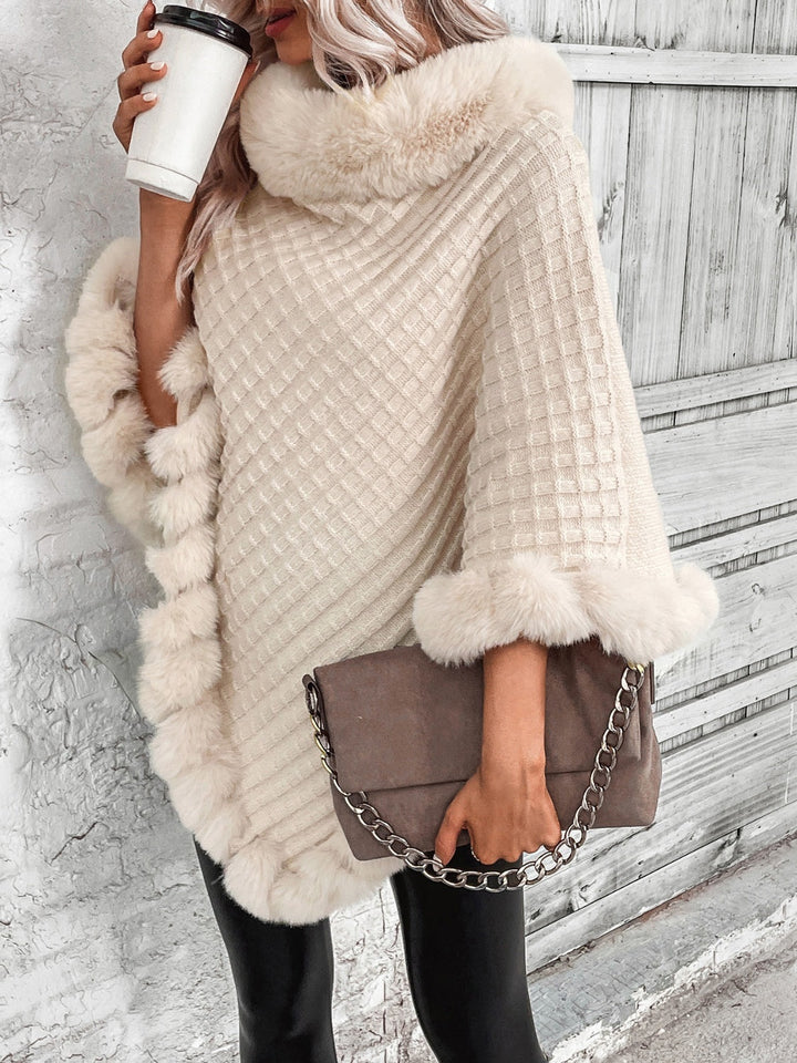 Elsa | Poncho de Malha Mulher com Pelo Sintético Gola Alta