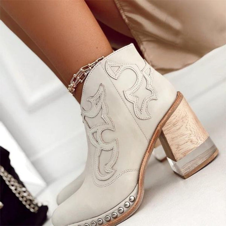 Eva | Botins Cowboy de Pele Mulher Salto Bloco