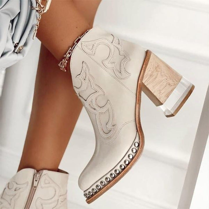 Eva | Botins Cowboy de Pele Mulher Salto Bloco