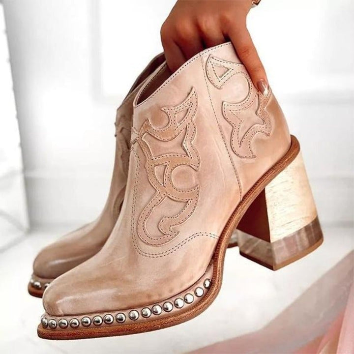 Eva | Botins Cowboy de Pele Mulher Salto Bloco