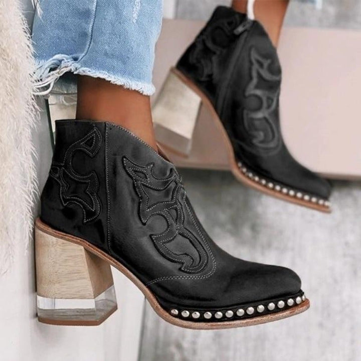 Eva | Botins Cowboy de Pele Mulher Salto Bloco