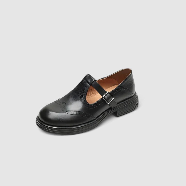 Eva | Sapatos Oxford Mary Jane Mulher Brogue Pele Fivela