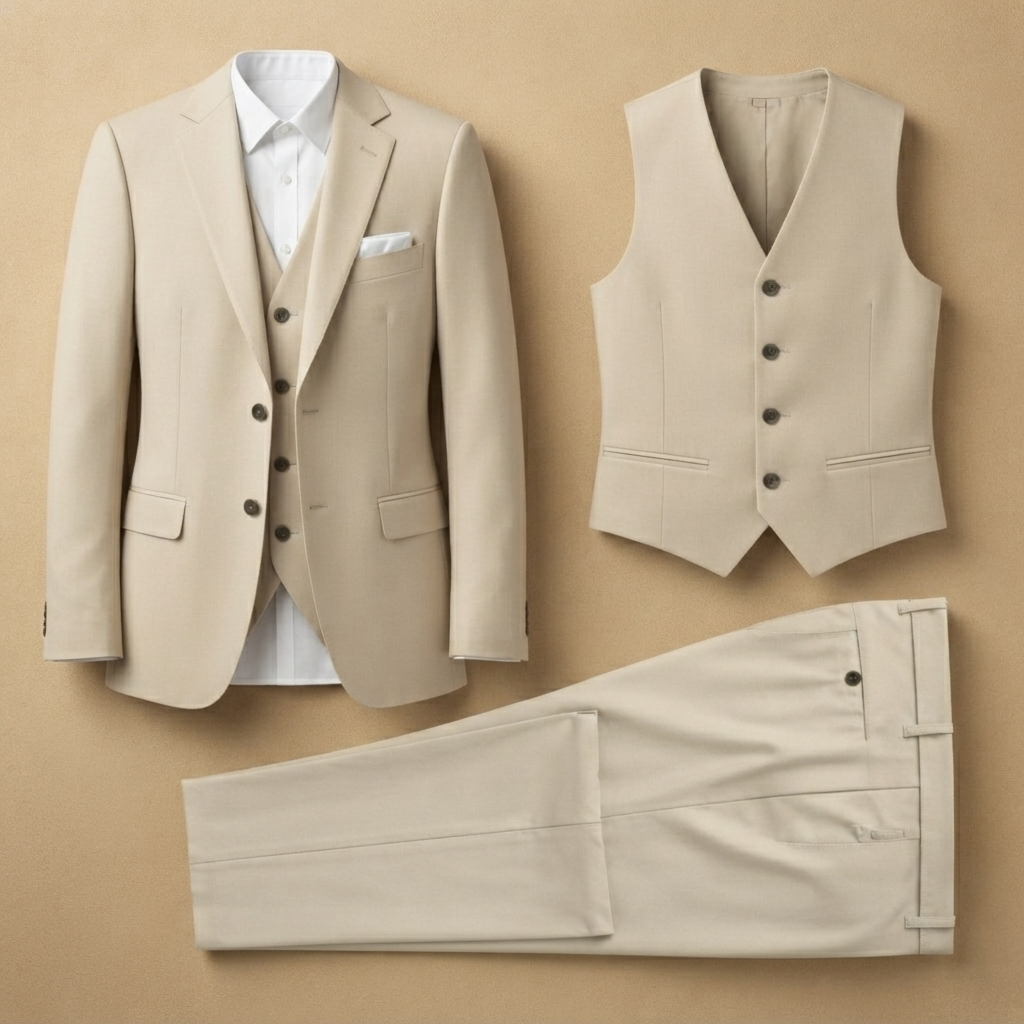 Fato de 3 Peças Slim Fit Homem Casamento Blazer Colete Calças