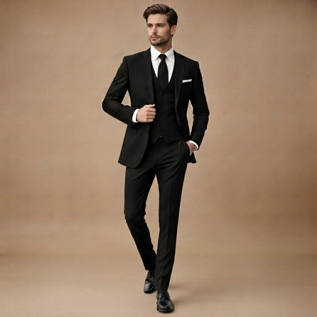 Fato de 3 Peças Slim Fit Homem Casamento Blazer Colete Calças