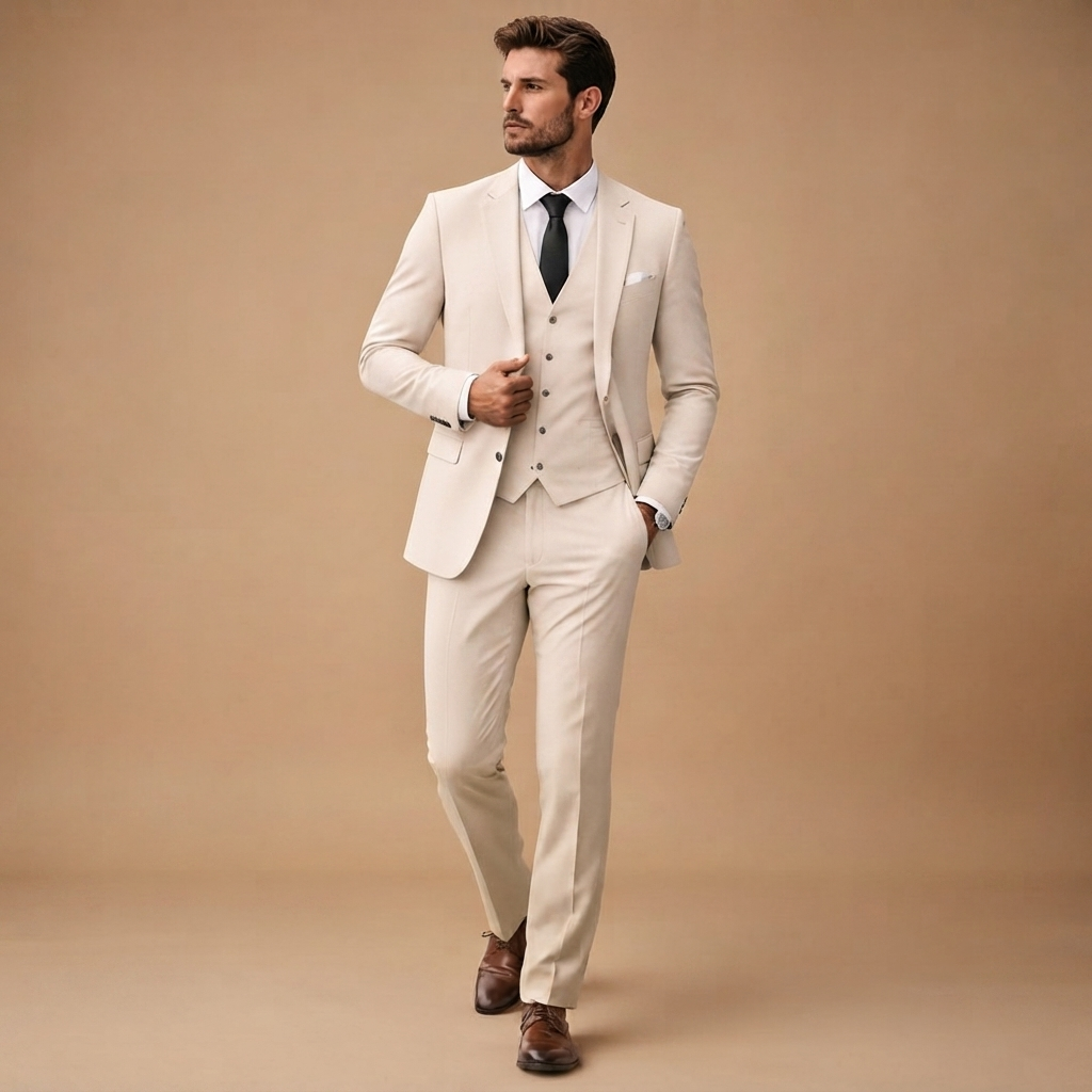 Fato de 3 Peças Slim Fit Homem Casamento Blazer Colete Calças