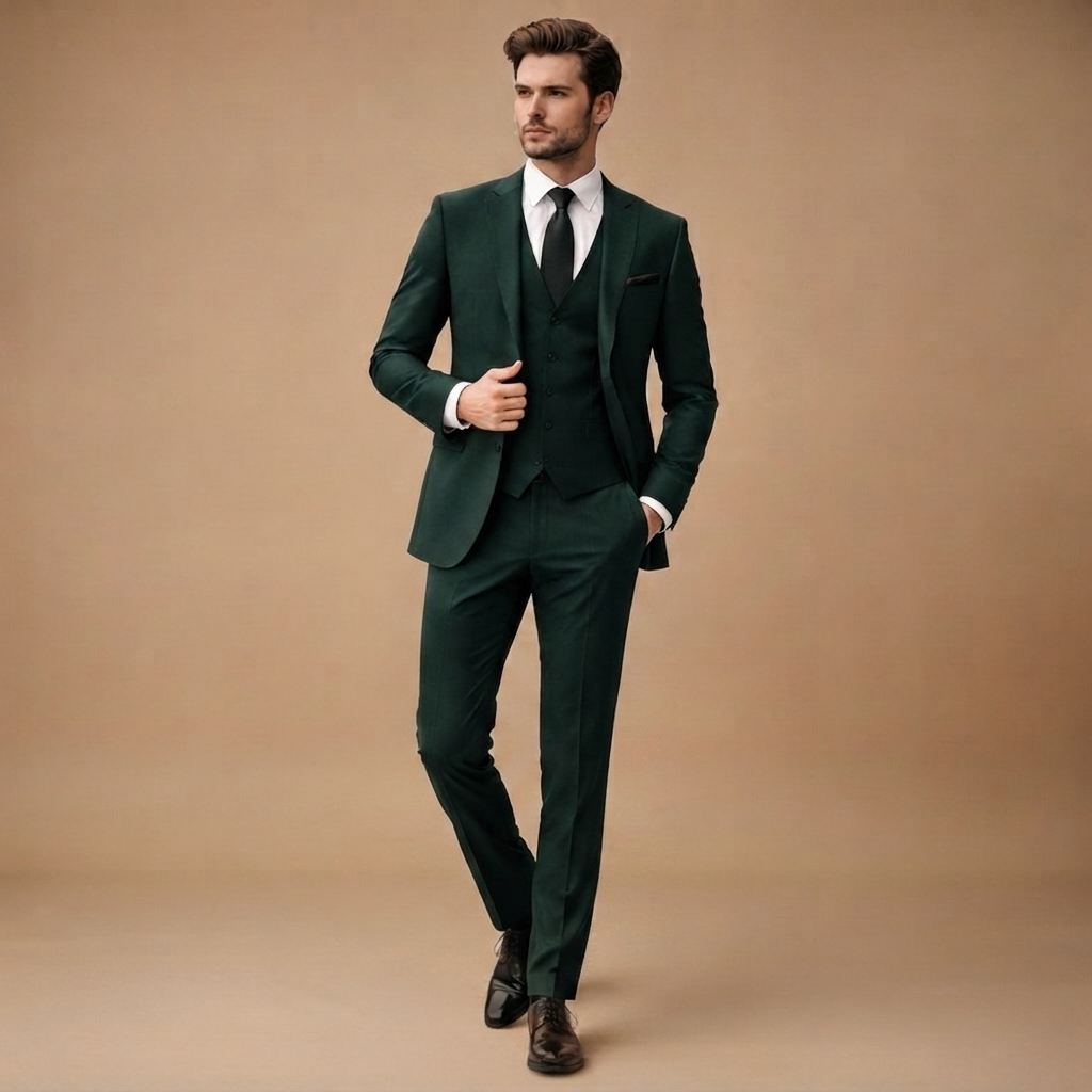 Fato de 3 Peças Slim Fit Homem Casamento Blazer Colete Calças