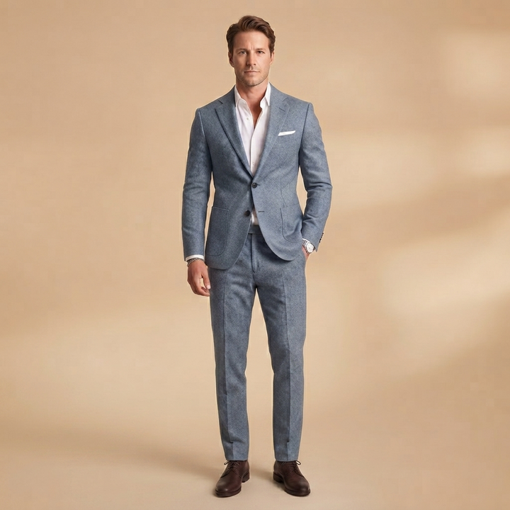 Fato de Duas Peças Homem Corte Ajustado Elegante