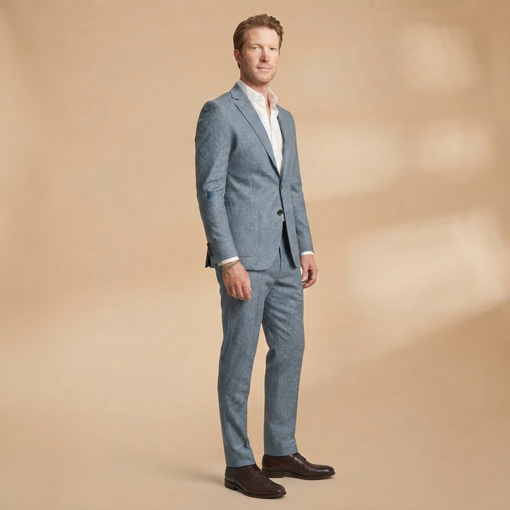 Fato de Duas Peças Homem Corte Ajustado Elegante