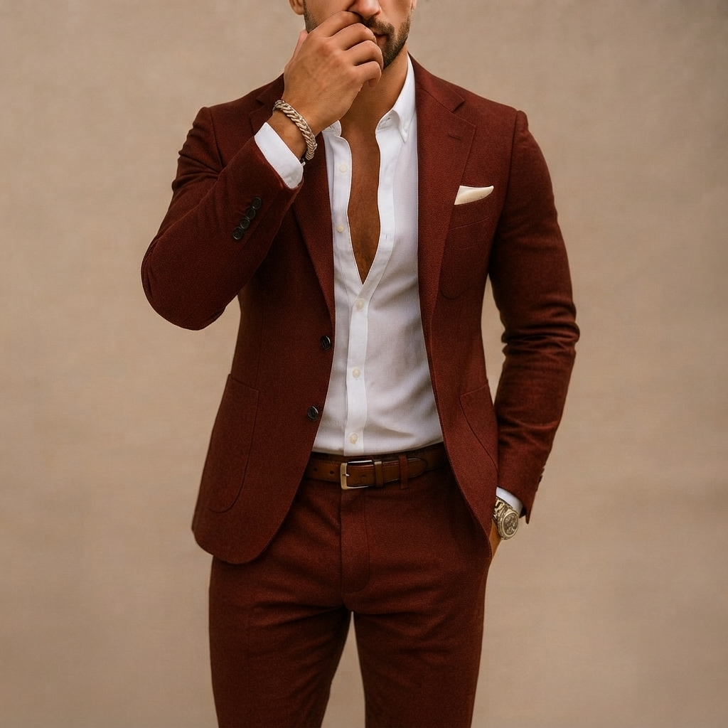 Fato de Linho Slim Fit Homem Blazer e Calças Conjunto