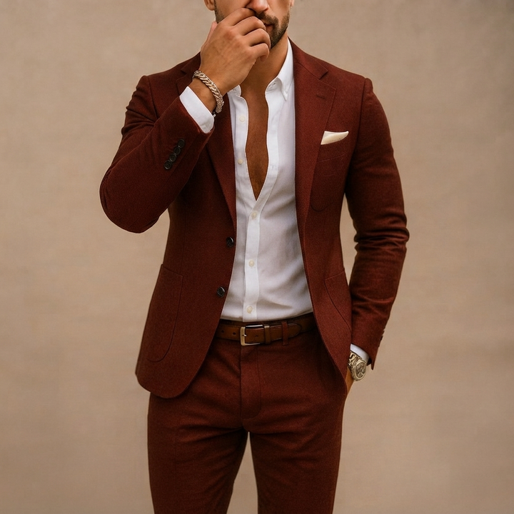 Fato de Linho Slim Fit Homem Blazer e Calças Conjunto