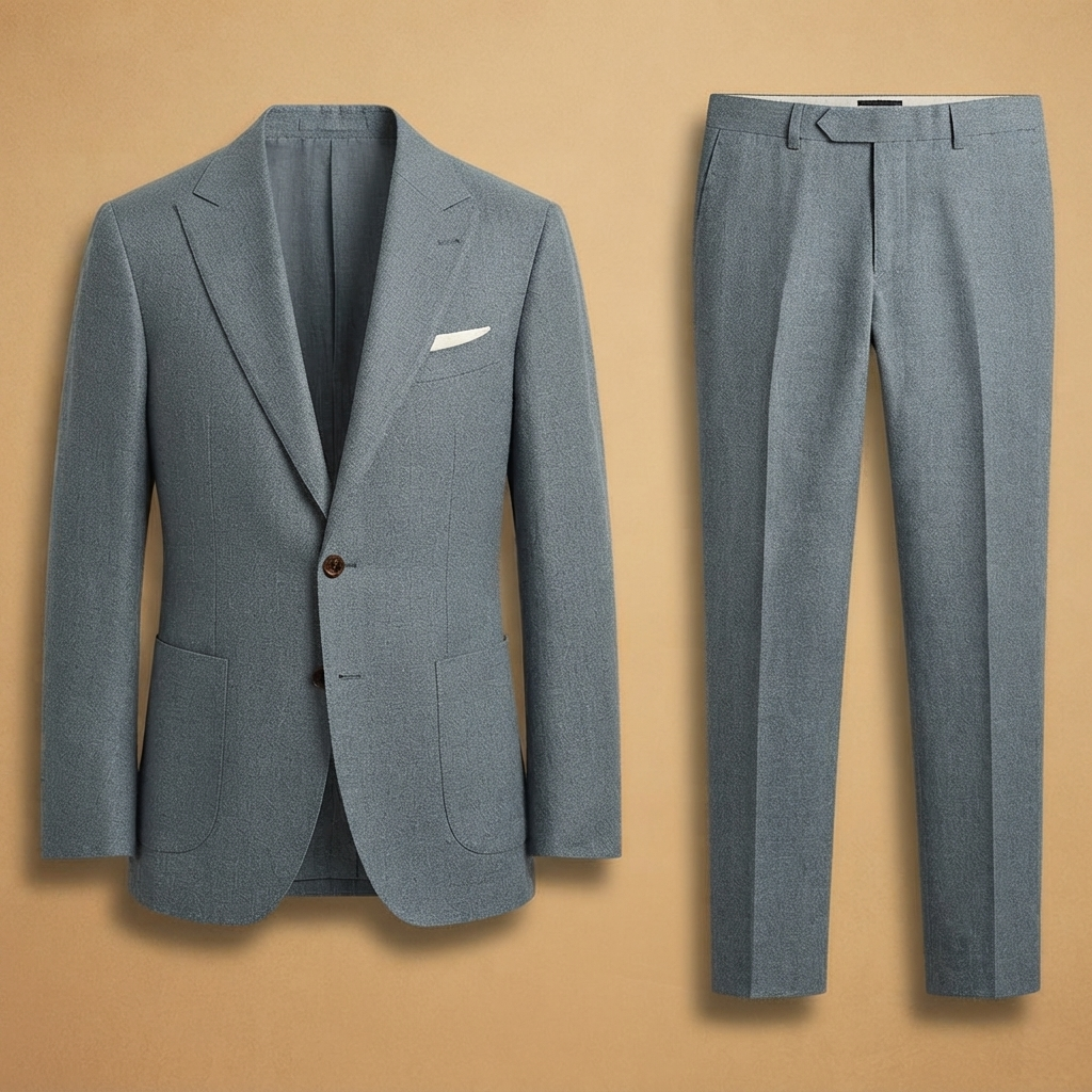 Fato de Linho Slim Fit Homem Blazer e Calças Conjunto