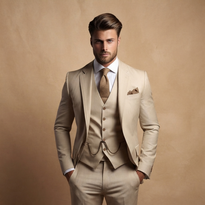 Fato Três Peças Homem Casamento Elegante