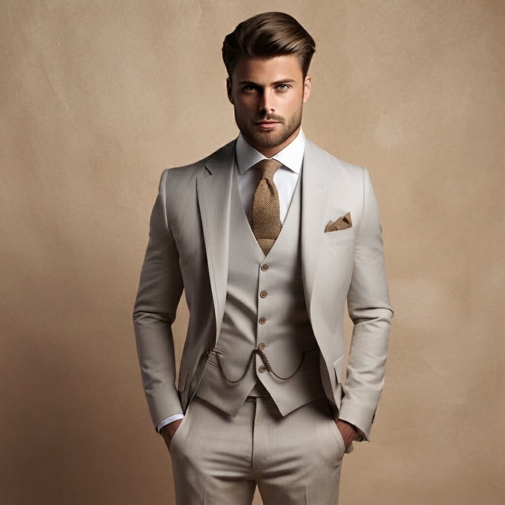 Fato Três Peças Homem Casamento Elegante