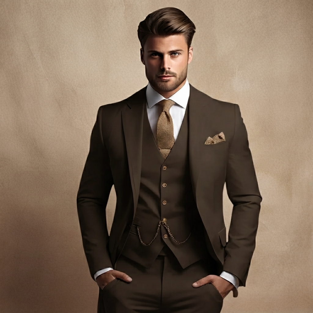 Fato Três Peças Homem Casamento Elegante