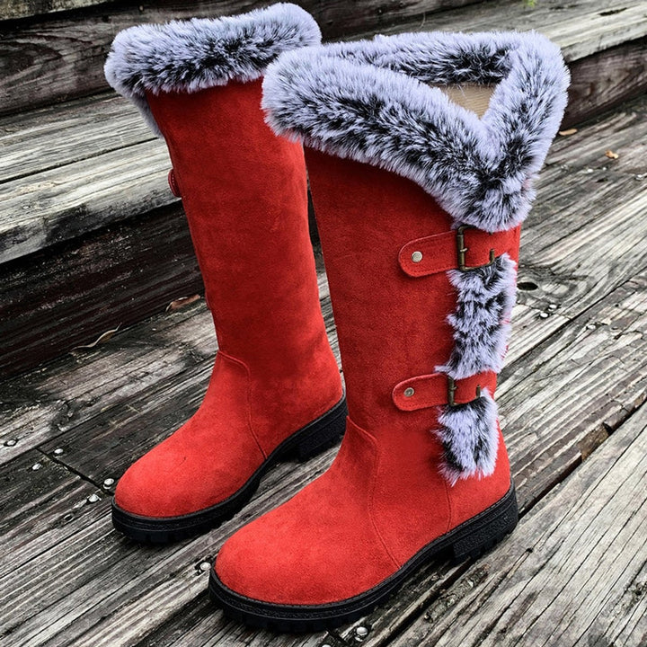 Fernanda | Botas de Inverno Mulher Cano Alto Forradas Pelo Fivelas