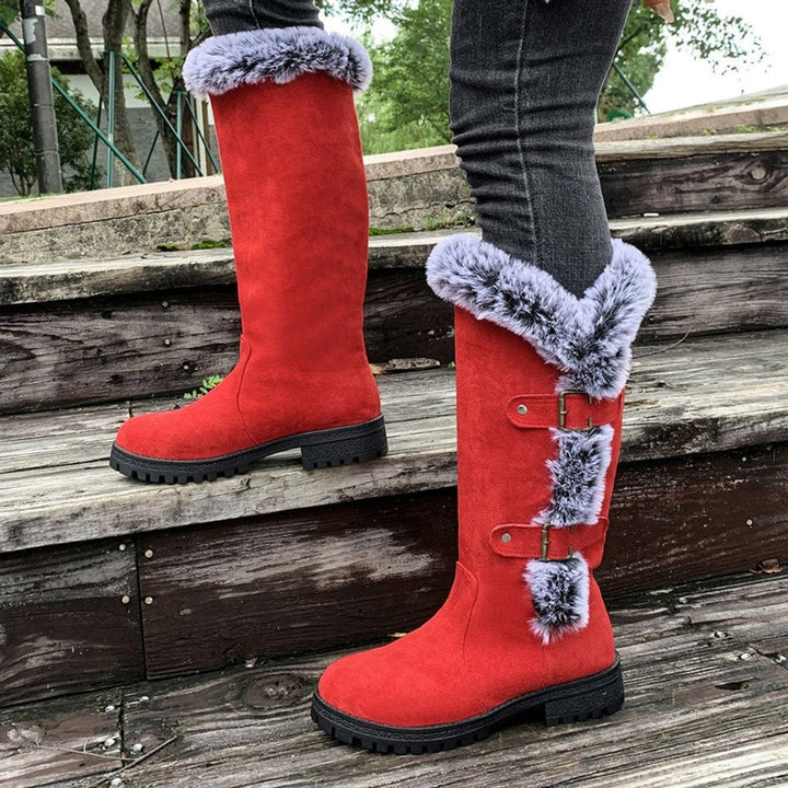 Fernanda | Botas de Inverno Mulher Cano Alto Forradas Pelo Fivelas