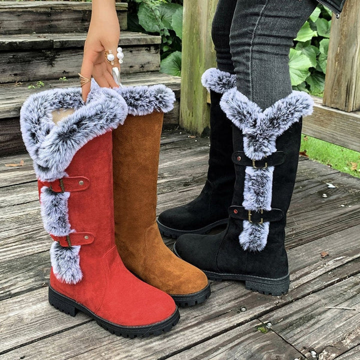 Fernanda | Botas de Inverno Mulher Cano Alto Forradas Pelo Fivelas