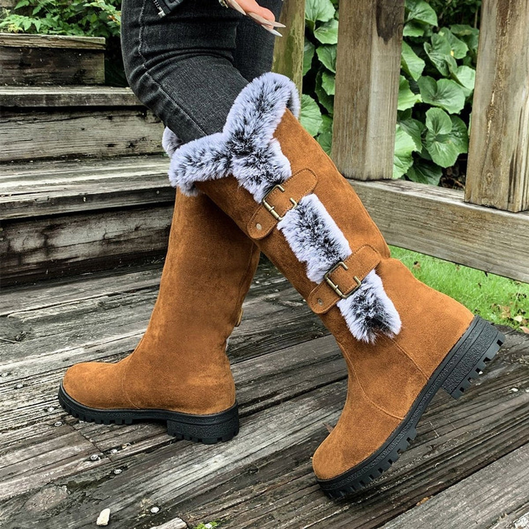 Fernanda | Botas de Inverno Mulher Cano Alto Forradas Pelo Fivelas