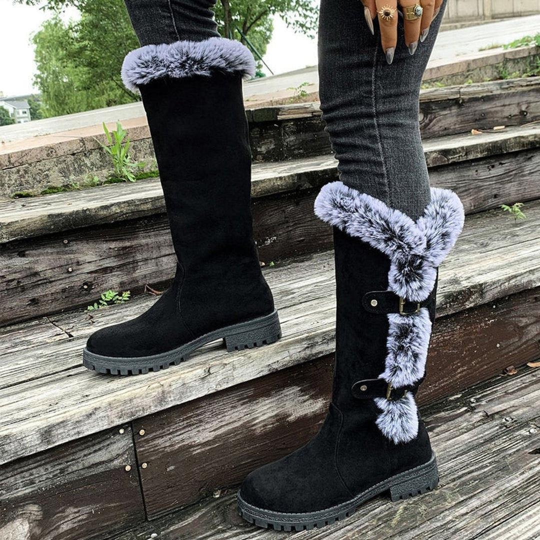Fernanda | Botas de Inverno Mulher Cano Alto Forradas Pelo Fivelas