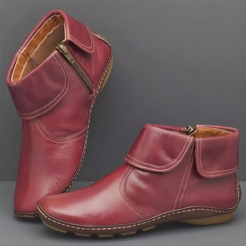 Fernanda | Botins de Pele Mulher Fecho Lateral Sola Plana