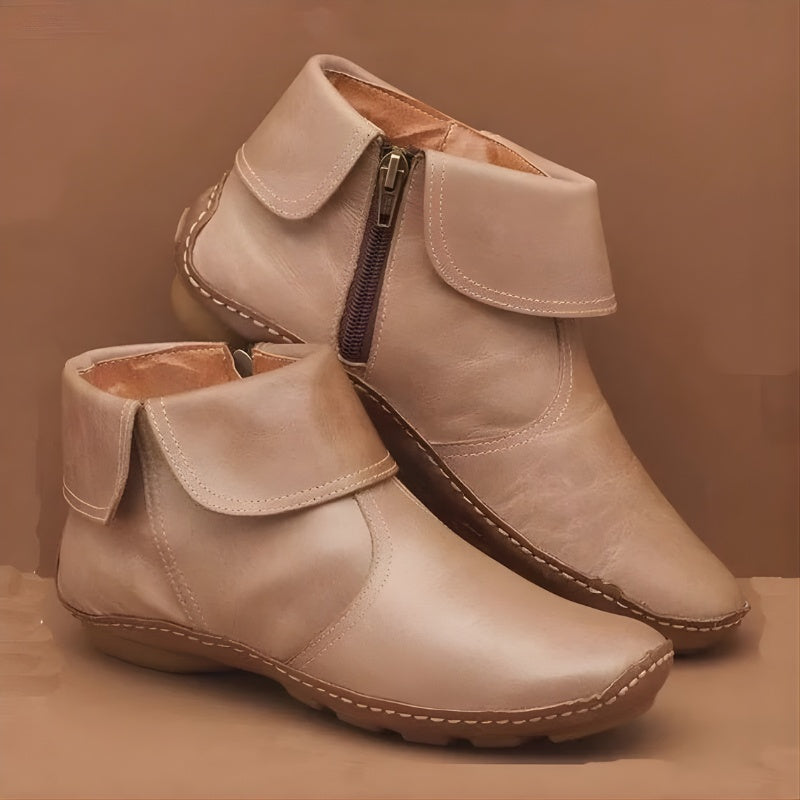 Fernanda | Botins de Pele Mulher Fecho Lateral Sola Plana